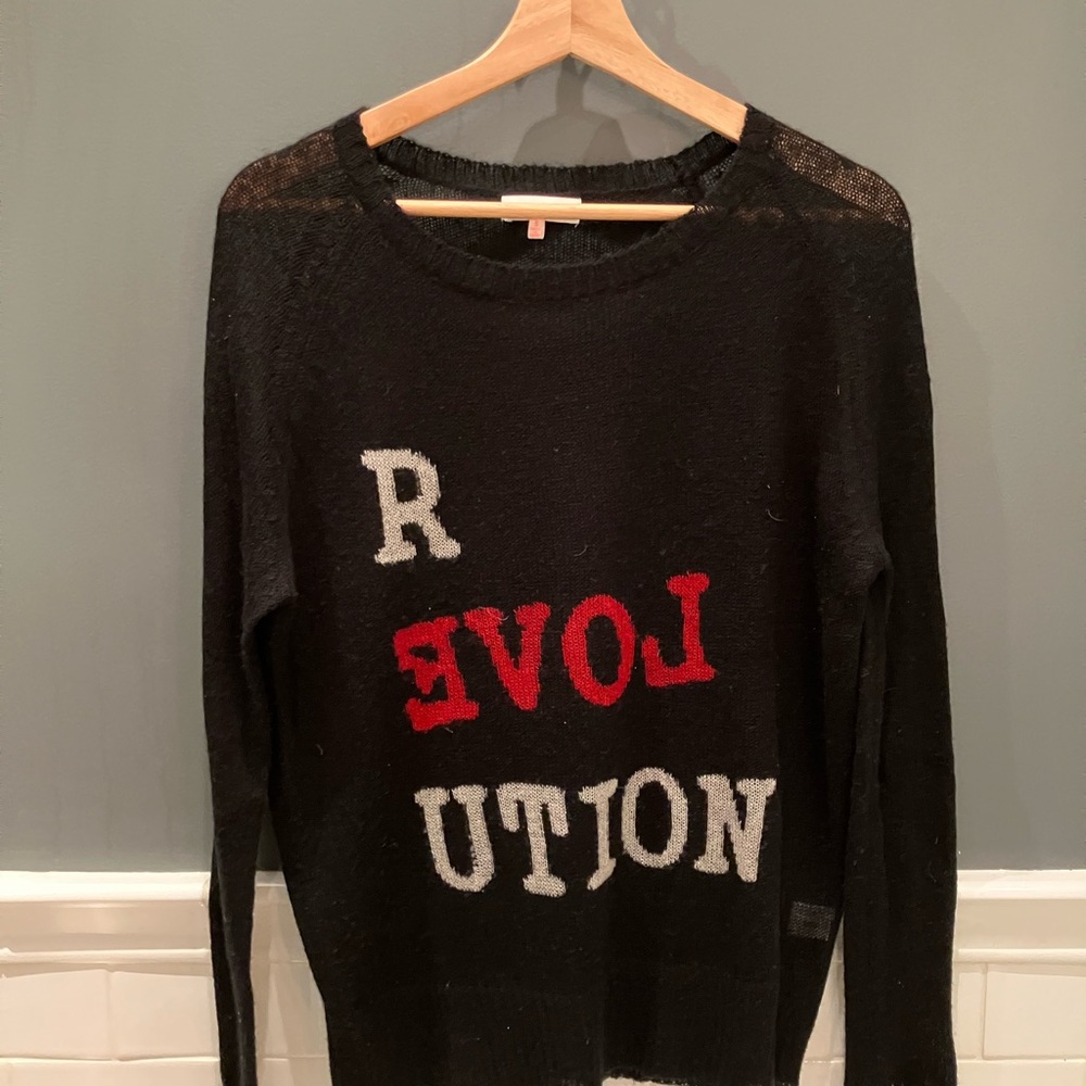 Nameless Black Sweater with Red and White Lettering